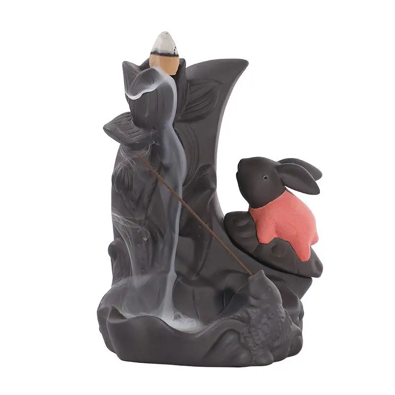 

Purple Sand half handmade Backflow Incense Burner Incense Cone Sticks Holder for home and office Decor Aromatherapy Censer