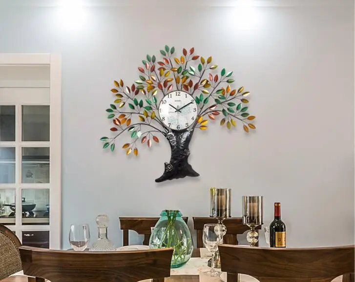 Металлические настенные часы в форме дерева Lukcy украшение для рукоделия 3D стерео