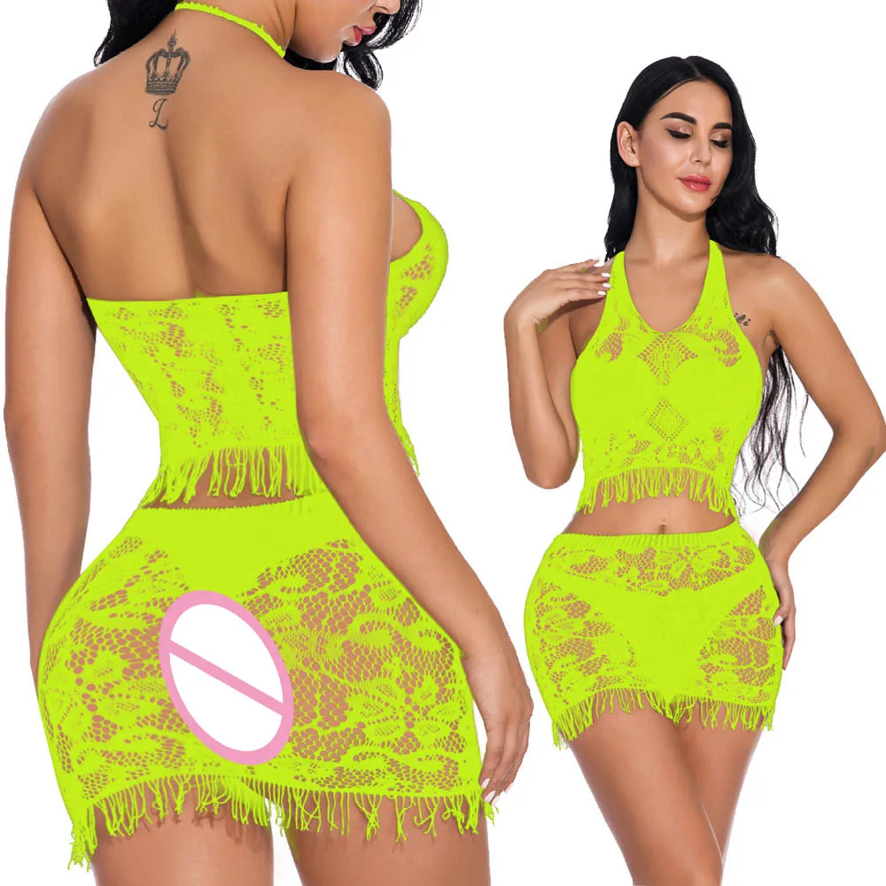 Кроп топ с V образным вырезом и открытой спиной кисточками|Комплекты нижнего