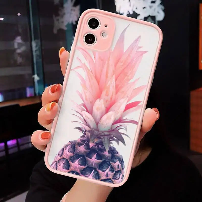

pineapple Phone Case Pink matte transparent For iPhone 7 8 x xs xr 11 12 pro plus max mini Clear Funda