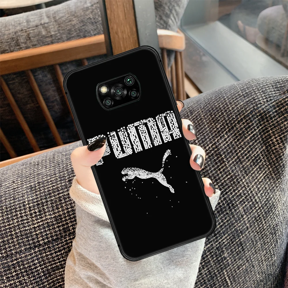 

Sports leopard brand puma Phone case Cover Hull For Xiaomi Mi A2 A3 8 9 9T Note 10 Se Lite Pro Black Bumper Soft Funda Luxury