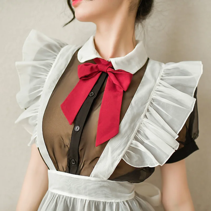 

Japanese Maid Cosplay Sexy Costumes Perspective Lingerie Underwear Servant Classical Erotic Lace Outfit Babydoll Sexy Outfit
