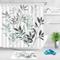 simple style plant leaf shower curtain bathtub decoration bath curtains fabric bathroom curtains with hooks home accessories