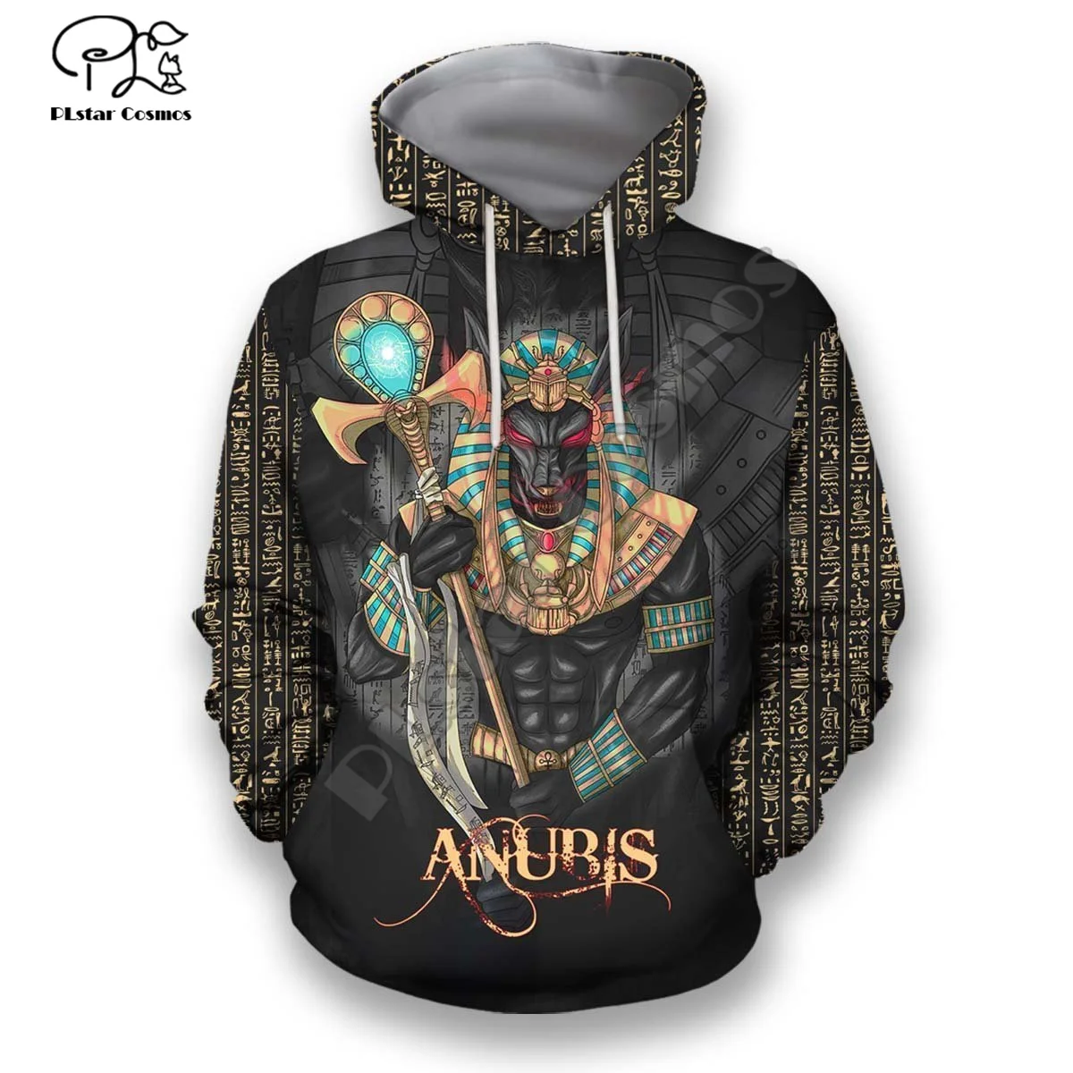 

Новинка, модная куртка PLstar Cosmos с капюшоном на молнии для мужчин и женщин, худи с принтом в виде Бога, хора, египетского фараона, Анубиса, Древн...
