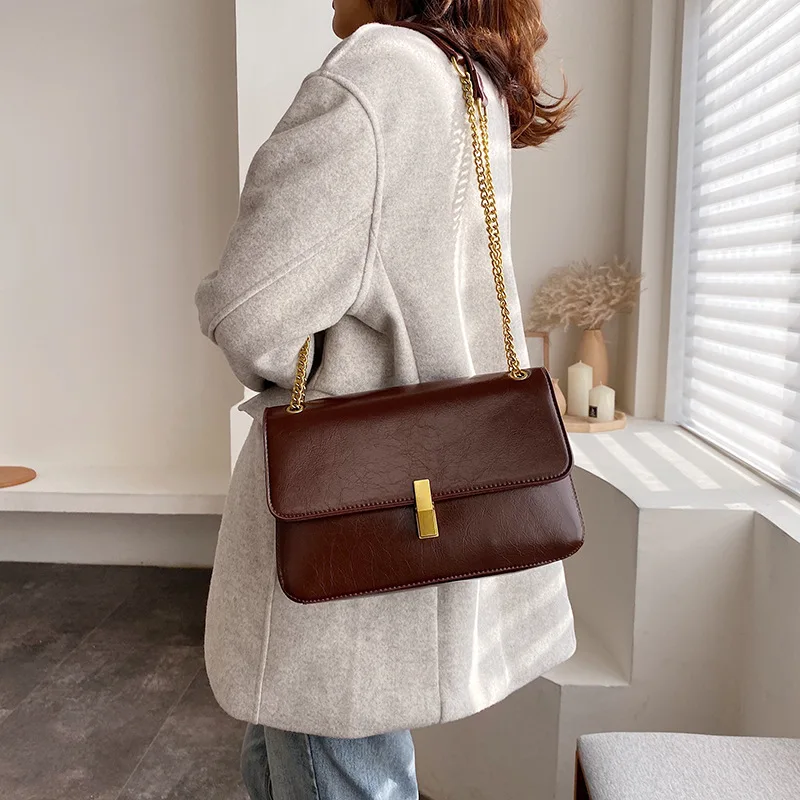 2020 модные однотонные женские сумки через плечо из искусственной кожи сумка