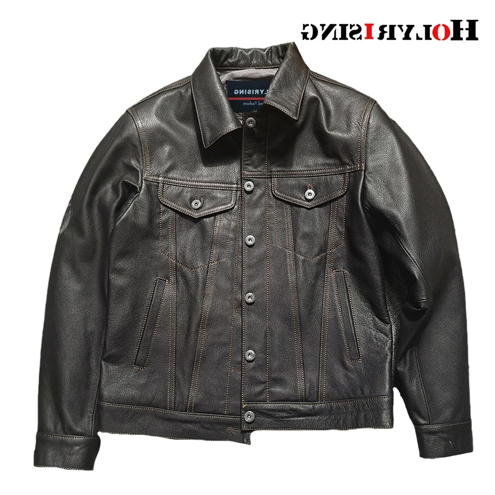

Мужская кожаная куртка Reto с отложным воротником, стильная дышащая куртка-бомбер из натуральной овечьей и козьей кожи с карманами, 19513