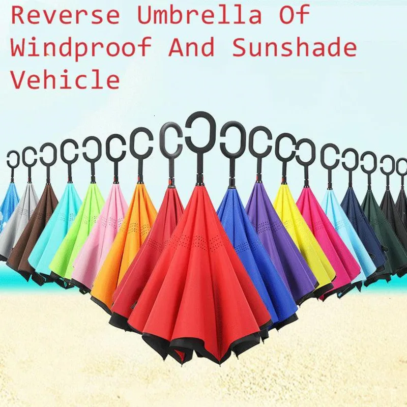 Fancytime Зонт от обратного дождя для женщин складной двухслойный мужчин самостоящий