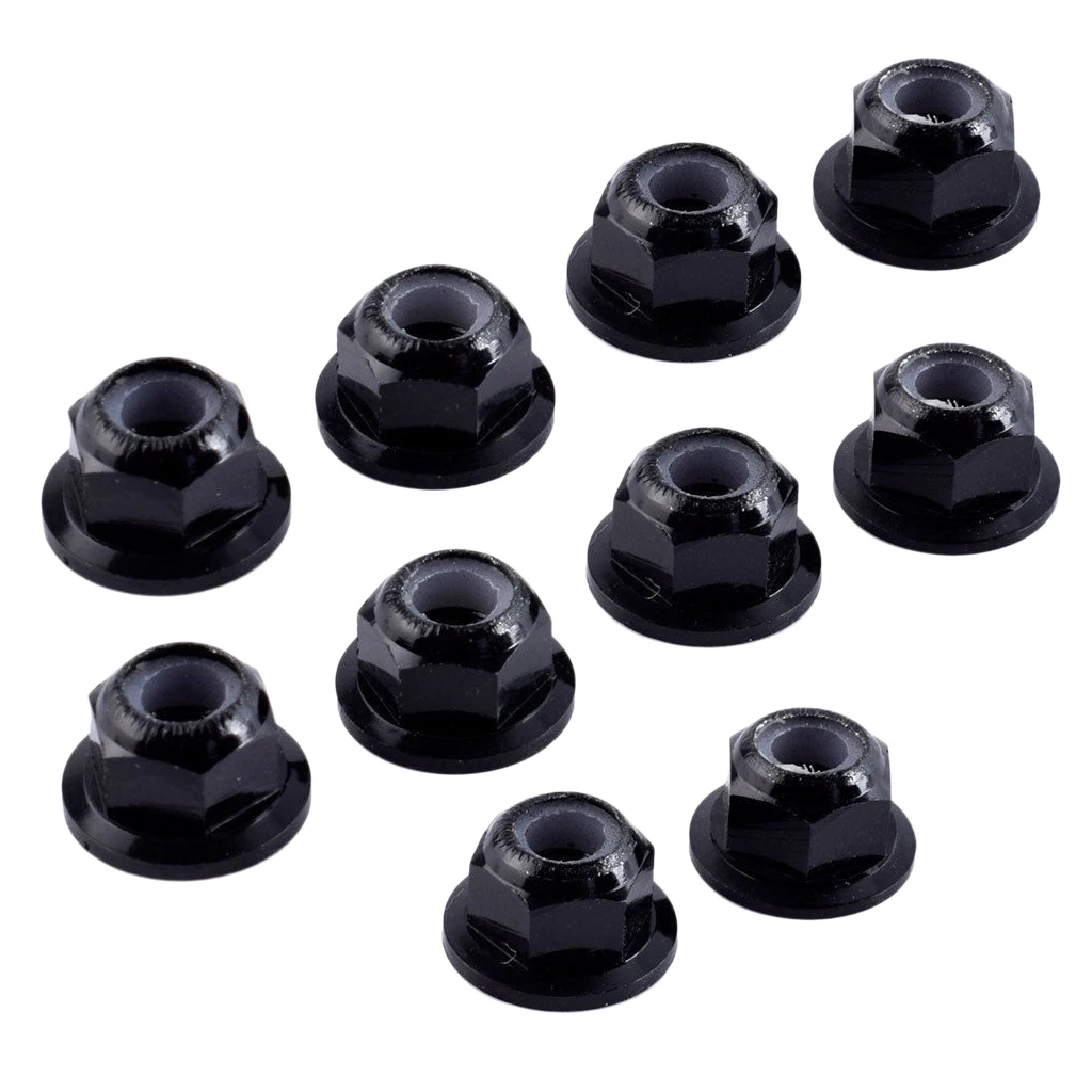 10 шт. черная сталь M4 4 мм резьба нейлоновая гайка с фланцем для модели 1/10 RC