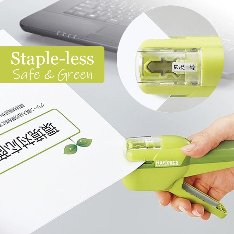 Japan KOKUYO Harinacs Staple-Free Stapler Large Creative Staple-less Manual Stapler Office Stationery Safe Use 10 Sheets