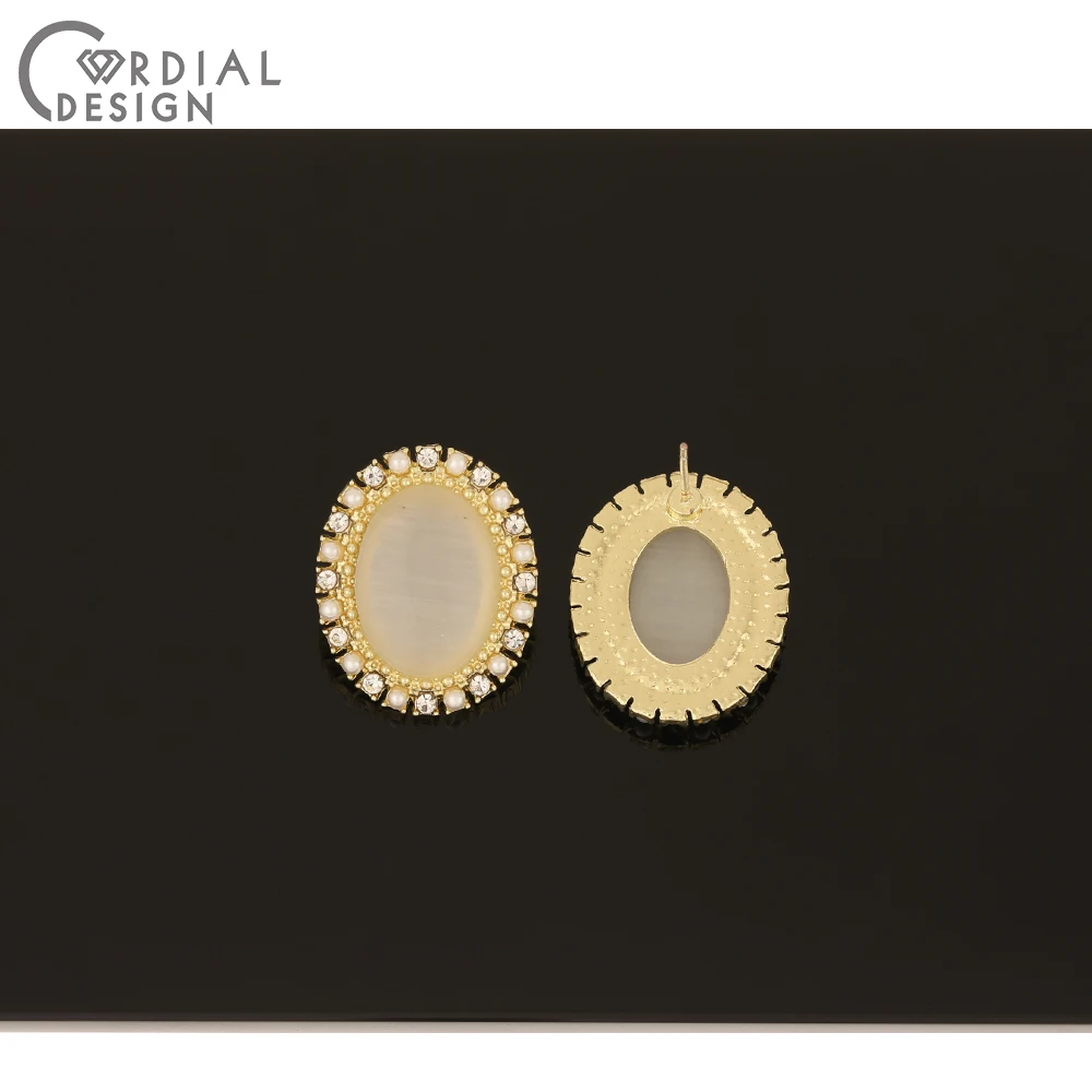 

Cordial Design 50Pcs 19*23MM Jewelry Accessories/DIY Making/Oval Shape/Imitation Pearl/Hand Made/Rhinestone Earrings Stud