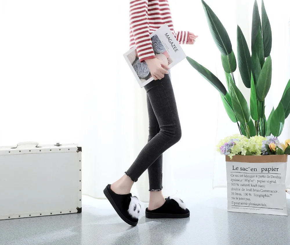 Женские тапочки с милой пандой нескользящие теплые плюшевые героями