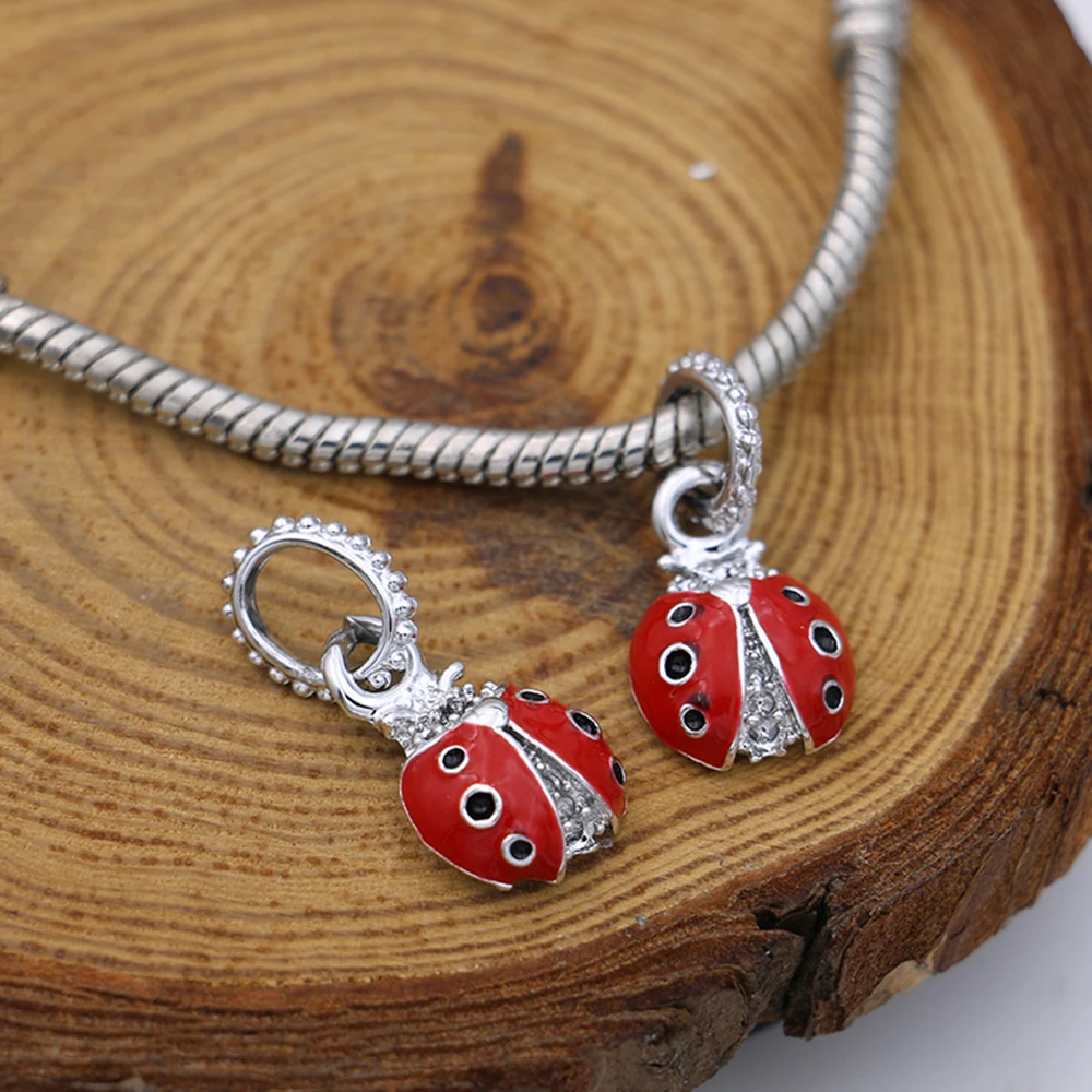 Посеребренные эмалированные бусины божья коровка для изготовления ювелирных