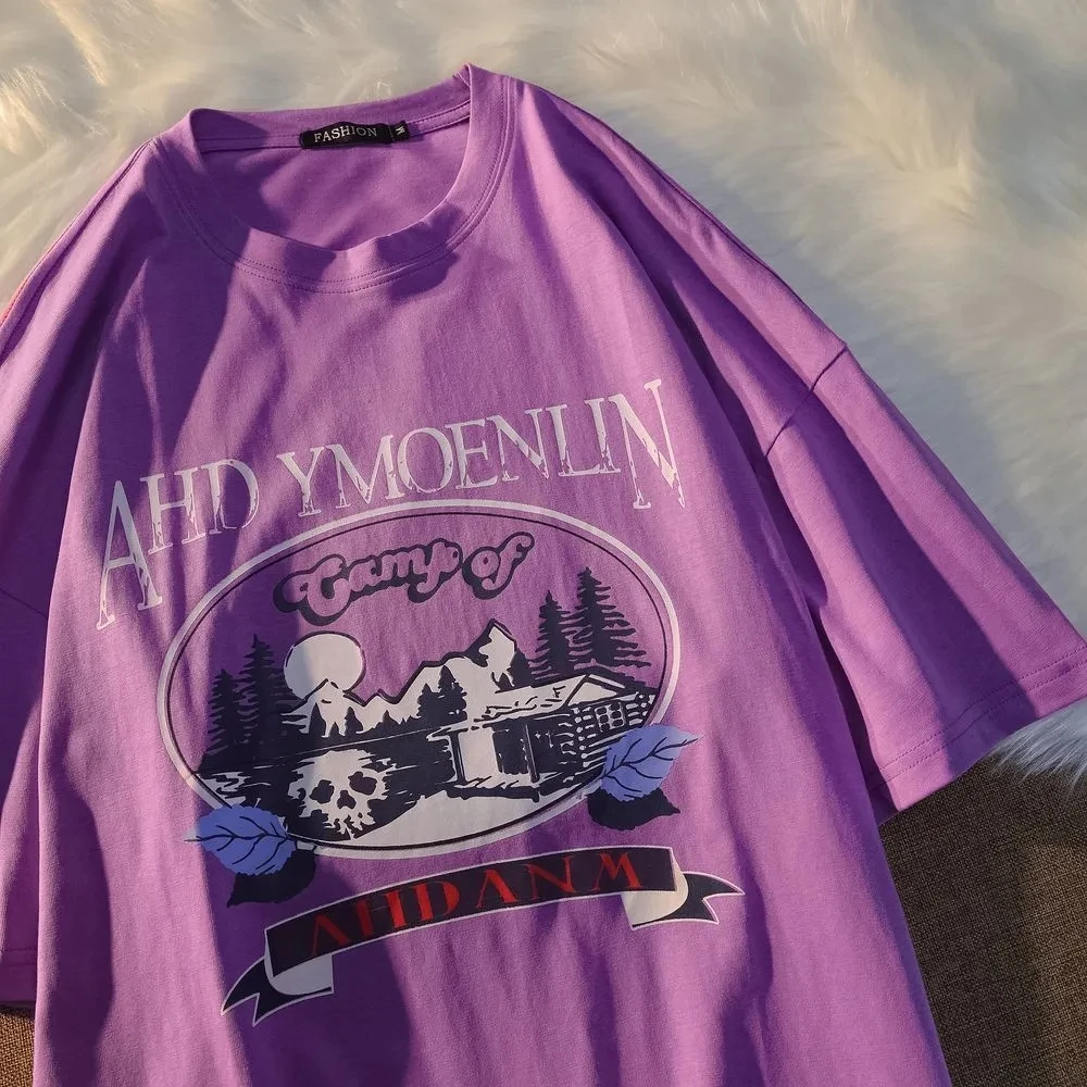 

vintage cartoon print Women T Shirt Harajuku Top Cartoon T-shirt Female Pure cotton punk Streetwear accessory Tee Short sleeve