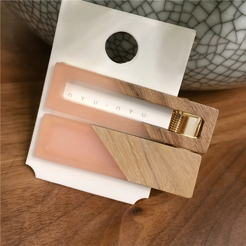 Новинка 2 шт./компл. Женская Геометрическая деревянная акриловая заколка для