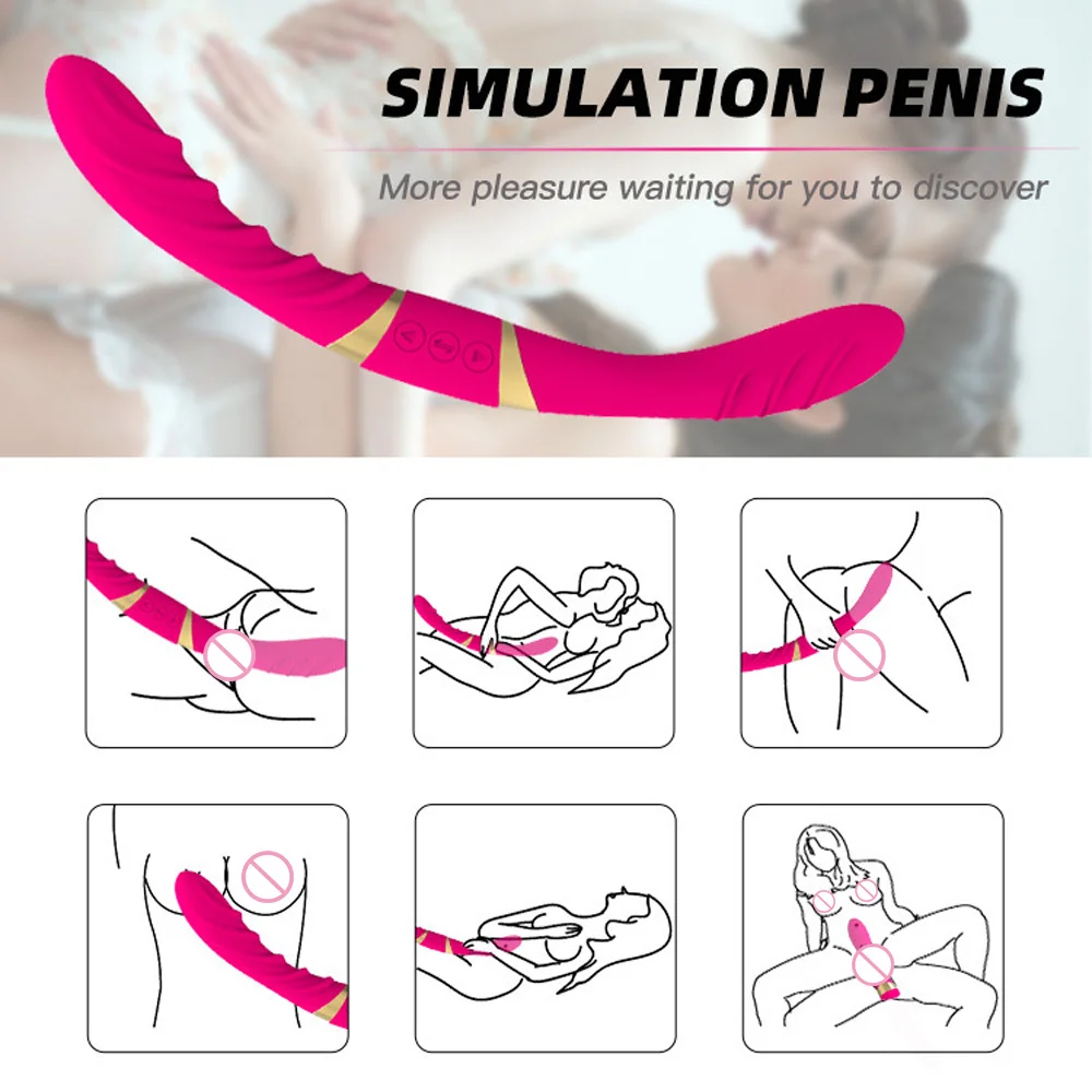 

Realistic Double Ended Vibrating Strapless Dildo G Spot Vibrator sex toys for lesbian Masturbation Fake Penis Vaginal Massager