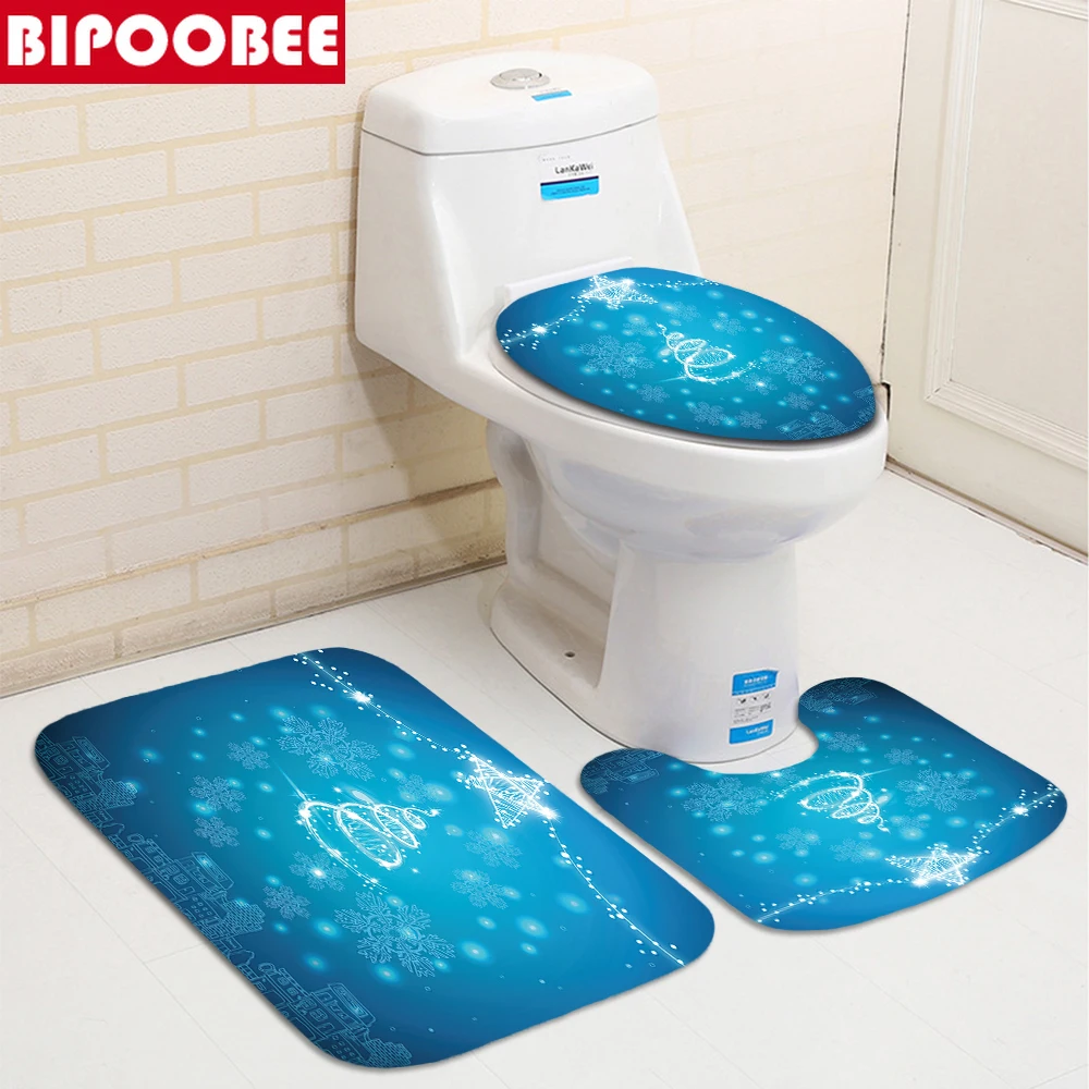 Синяя Рождественская занавеска для душа с треугольным принтом ванной комнаты