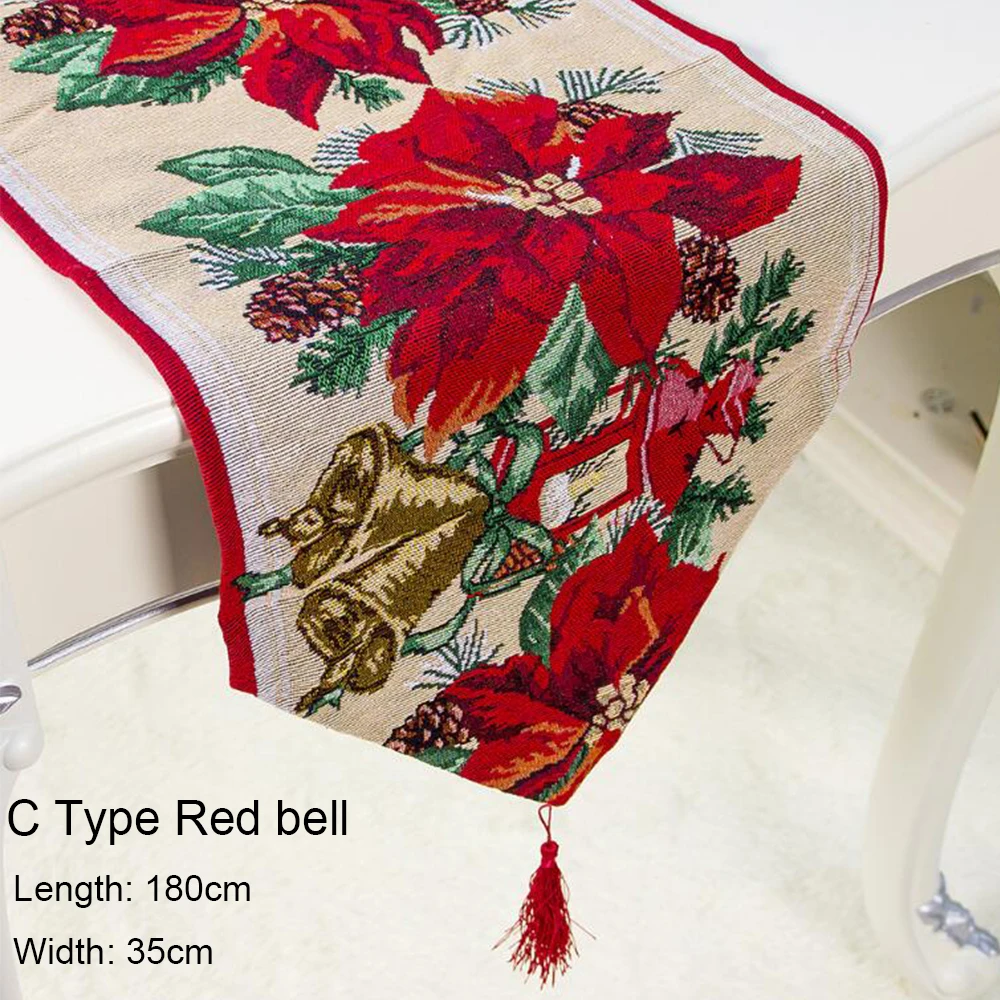 C Type Red bell 1 шт. Рождественский Настольный коврик скатерть Рождественский флаг Санта Клаус гобелен Красные ковровые дорожки на стол домашний декор - Цвет: C Type Red bell