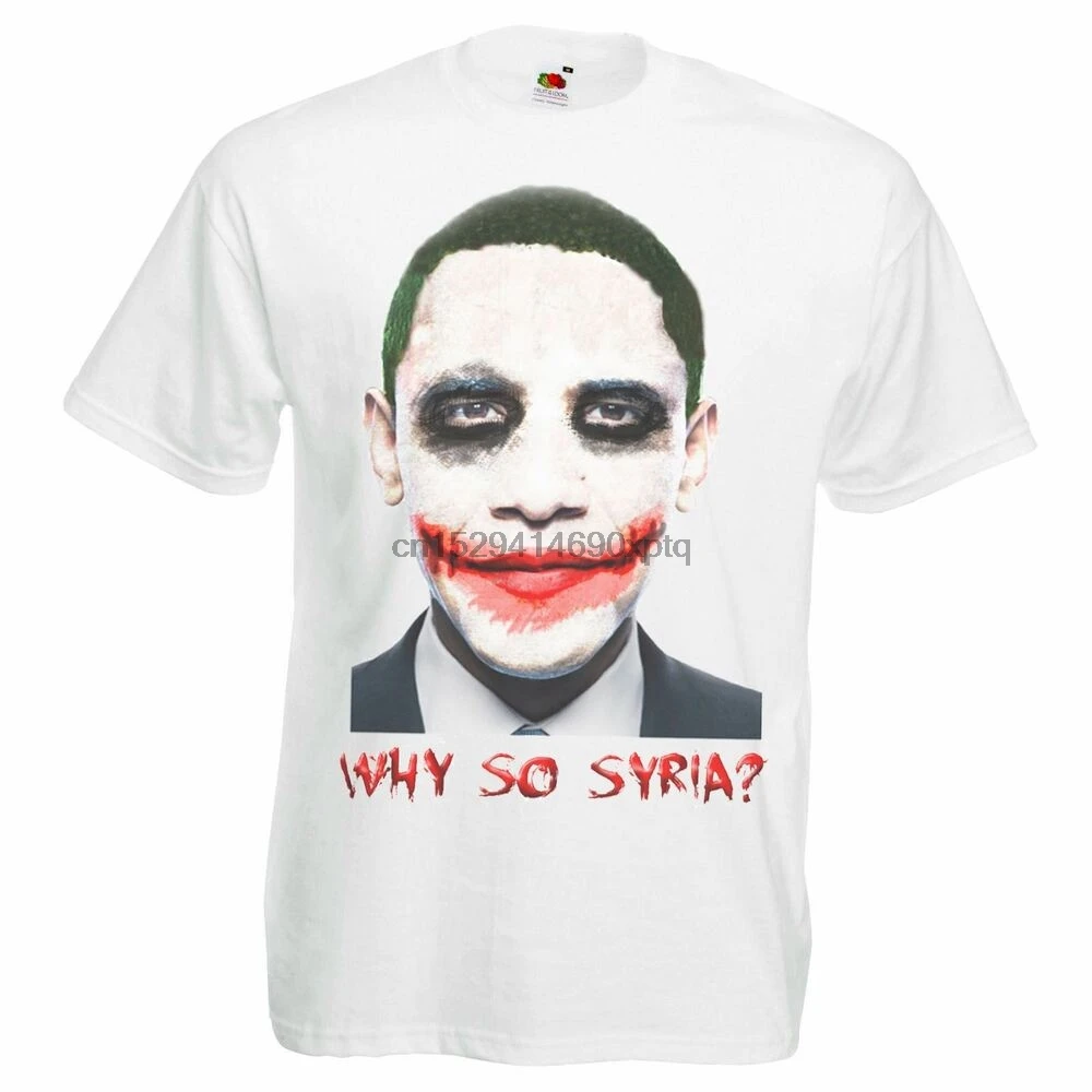 Мужская белая забавная Футболка Джокер макияж из Сирии Обама |