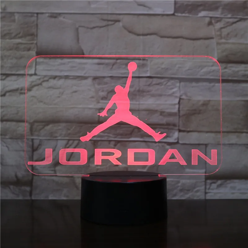 jordan logo Кроссовки Jordan 4 AJ 3d ночной Светильник для баскетбола Michale Jordan Декор для спальни сенсорный светильник для мальчика настольная лампа прикроватная - Испускаемый цвет: jordan logo