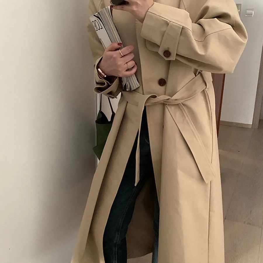 

Japaness Style Women's Waterproof Double-Breasted Trench Coat Classic Lapel Overcoat with Belt WHOLESALE St163