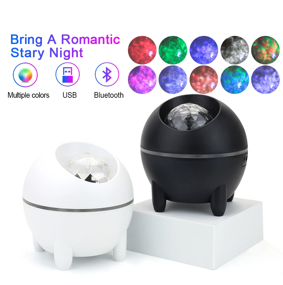 LED Galaxy Starry Sky Projection Lamp Remote Control Timing Ocean Wave Water Pattern Romantic Atmosphere Decoration Night Light