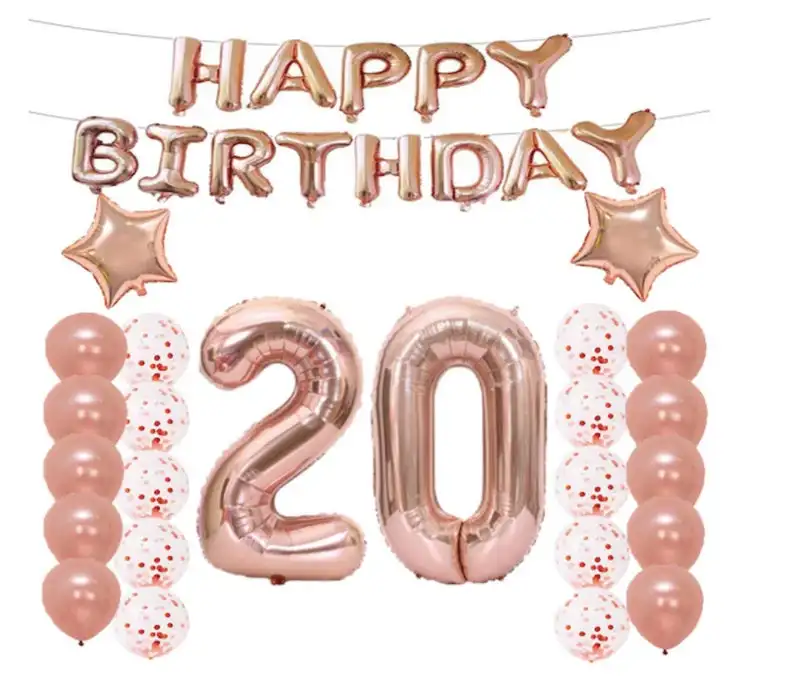 23 шт. 20th Number Happy birthday party Decoraions Kids Globos Happy 20 день Рождения Розовое Золото воздушный шар "Конфетти" Anniversaire Baby