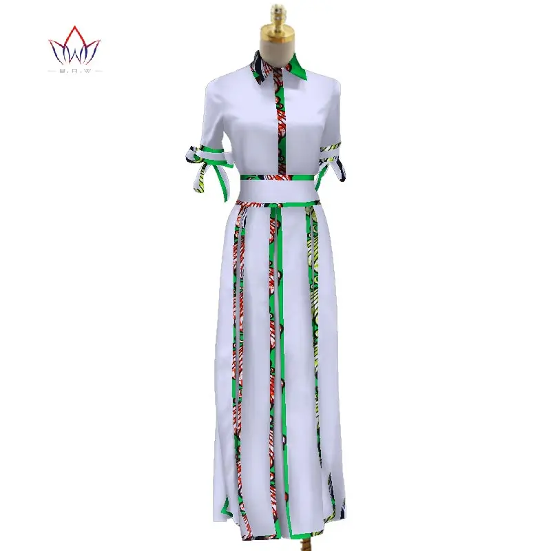 Женские офисные платья с длинным рукавом Bazin разноцветные Африканским бантом и