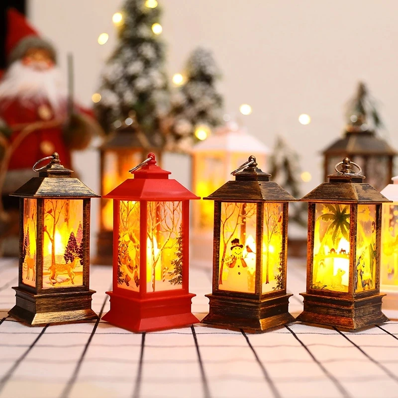 

Christmas Decorations for Home Lantern Led Candle Tea Light Candles Xmas Tree Ornaments Santa Claus Elk Lamp Navidad New Year