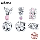 Бусина-Подвеска женская из серебра 925 пробы, с розовыми цветами