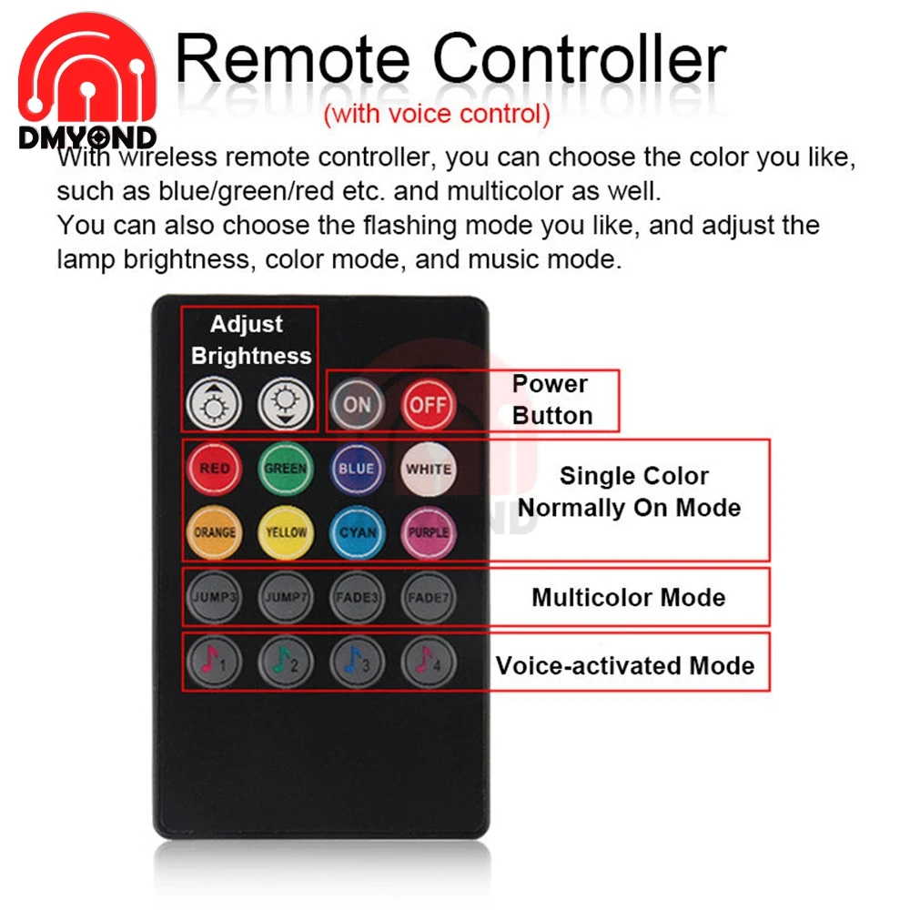 RGB цветная лампа для ног с беспроводным пультом дистанционного управления