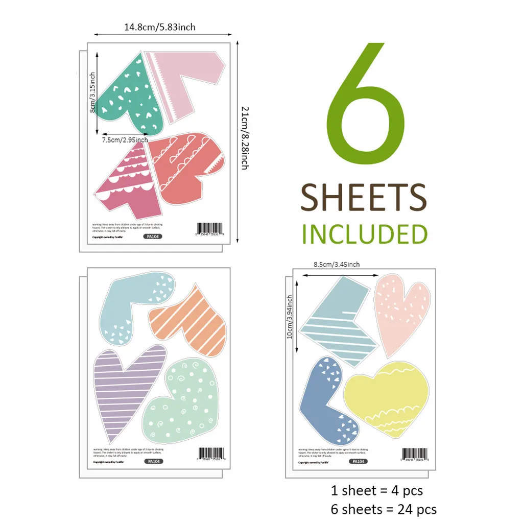 6 шт. стикер на стену в форме сердца для детской комнаты Настенная Наклейка