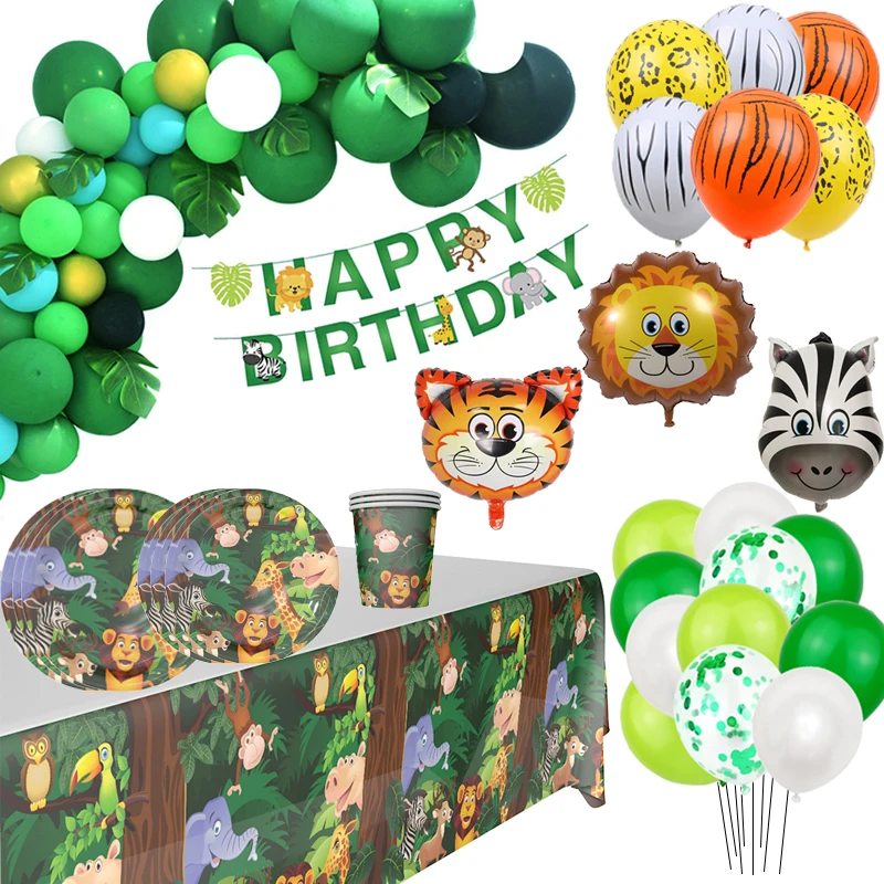 Животное баннер воздушный шар джунгли Декор сафари День Рождения дети зоопарк