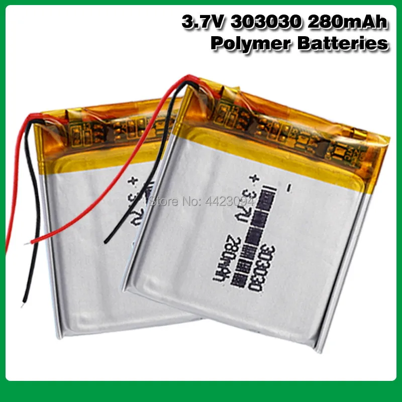 303030 перезаряжаемая 3 7 V 280mAh литий-ионная литиевая батарея литий-полимерная