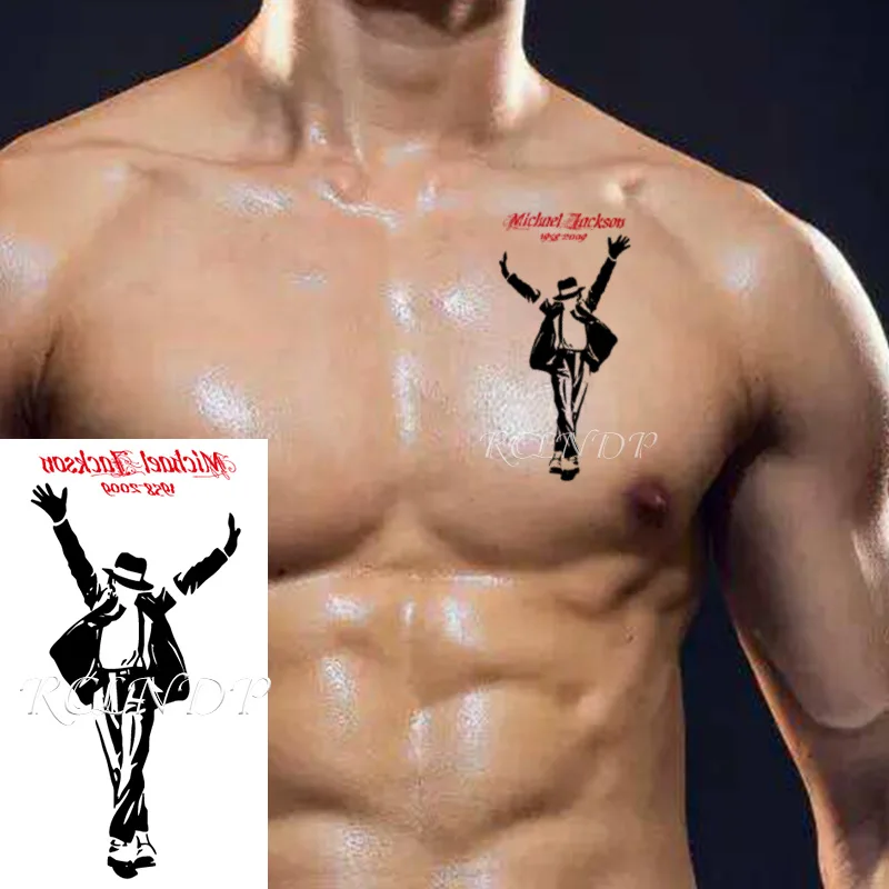 Водостойкая Временная тату-наклейка Майкла Джексона с надписью танцующий