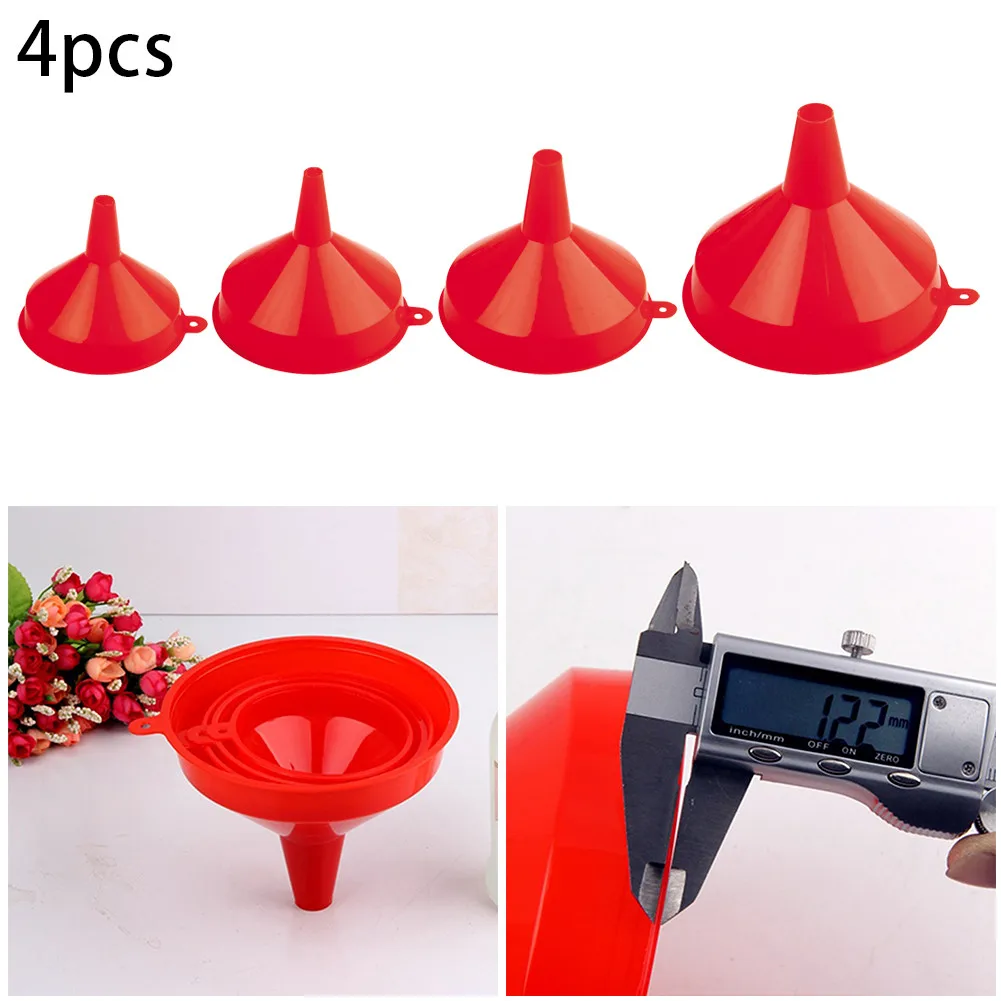 

4pcs-plastic Funnel Household Kitchen Soy Sauce Edible Oil Filling Funnel Multifunctional Red Wine Filter Filter Funnel