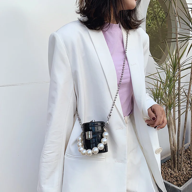 Новая модная мини сумка через плечо для женщин с каменным узором телефона на