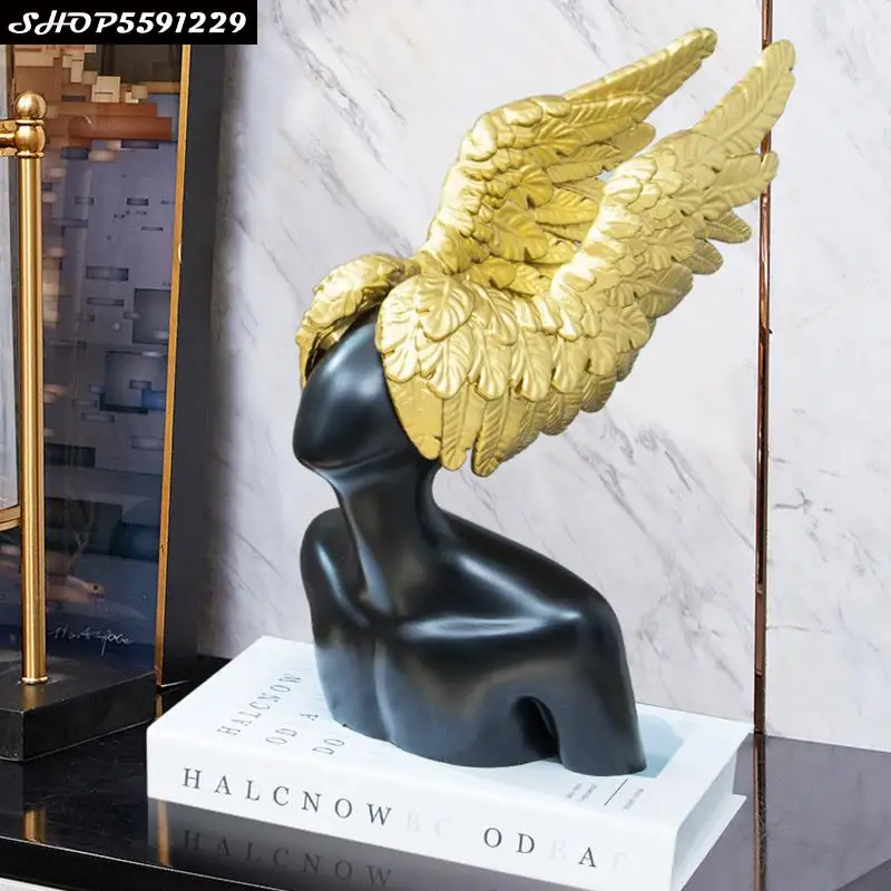 

Creative Abstract Human Body Sculpture Decoration Black Gold Resin Bust Human Body Statue Figurines Room Crafts Home Decoration