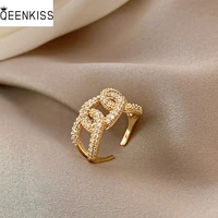 qeenkiss rg7123 2022 fine jewelry wholesale fashion trendy woman girl birthday wedding gift cross aaa zircon open 18kt gold ring