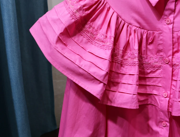 

2021 Spring Korean Style Blouse Lace Stitching Femme Shirt Top Women's Large Ruffled Loose Lantern Sleeve Shirts Bluzki