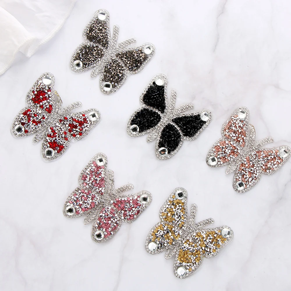 1 шт. высококачественные Стразы бабочки патчи с утюгом термопереводная