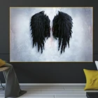 картина на стену Черно-белая Настенная картина с крыльями ангела, арт-Декор, холст, украшение для спальни мальчиков, декор для гостиной, аниме постер