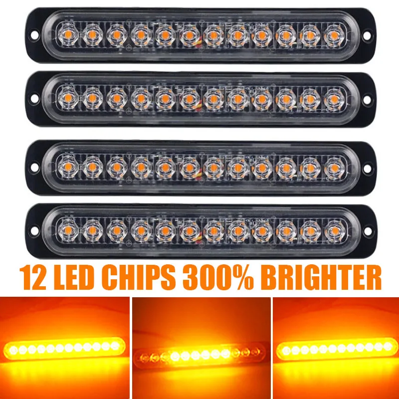 

Hazard Warning Car Trailer Truck Motorcycle side marker light amber 12V/24V 12Led Emergency Beacon Flash Strobe Turn Light Bar