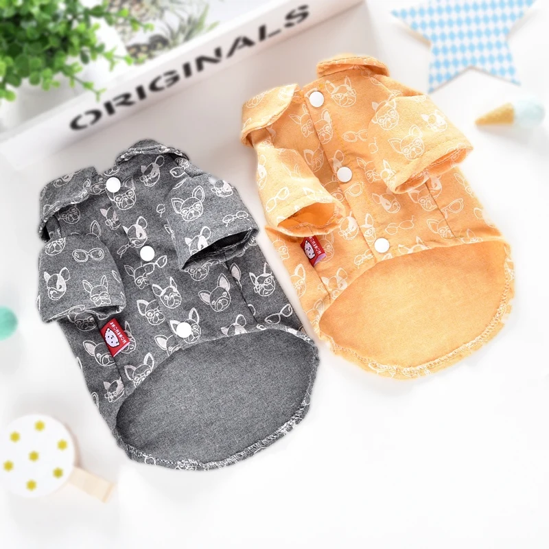 Летняя рубашка для собак с принтом французского бульдога терьера мягкая