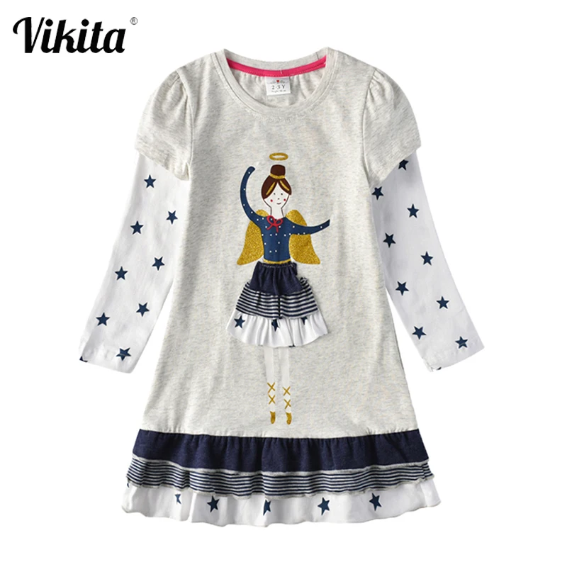 Платье для девочек с длинным рукавом VIKITA хлопковое платье осень-зима | Детская