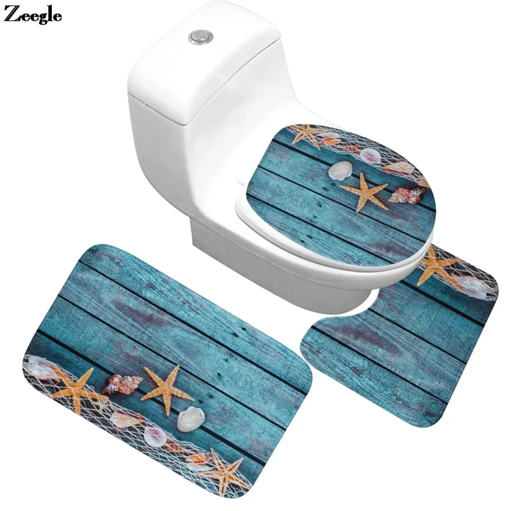 

Print Bathroom Carpet Set Microfiber Mat Absorbent Toilet Carpet Bathroom Carpet Set Modern Style Bath Mat Non-slip Floor Mat
