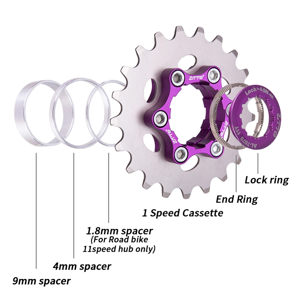 

MTB Bike Bicycle Single Speed Sprocket Cassette Cog and Derailleur Bicycle Chain Tensioner Group Set Fixed Gear 16-23T Flywheel