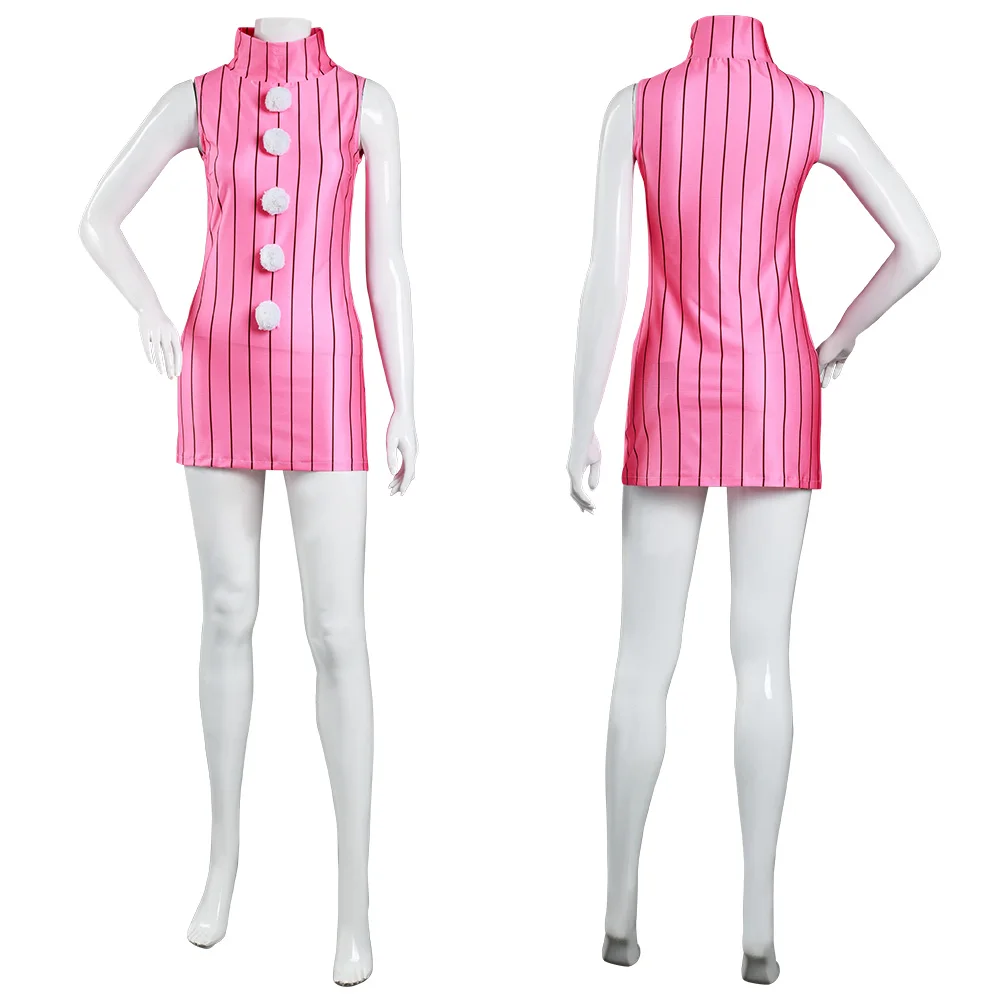 Anime The Seven Deadly Sins Diane Cosplay Costume Women Sleeveless Dress Pink Striped Uniform Halloween Carnival Suit