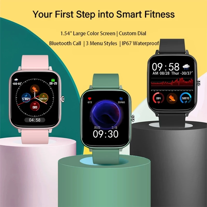 

P6 Smart Watch Men Bluetooth Heart Rate Monitor Smart Clock Women Sports Fitness Tracker Full Touch Whatsapp IOS Android PK P8