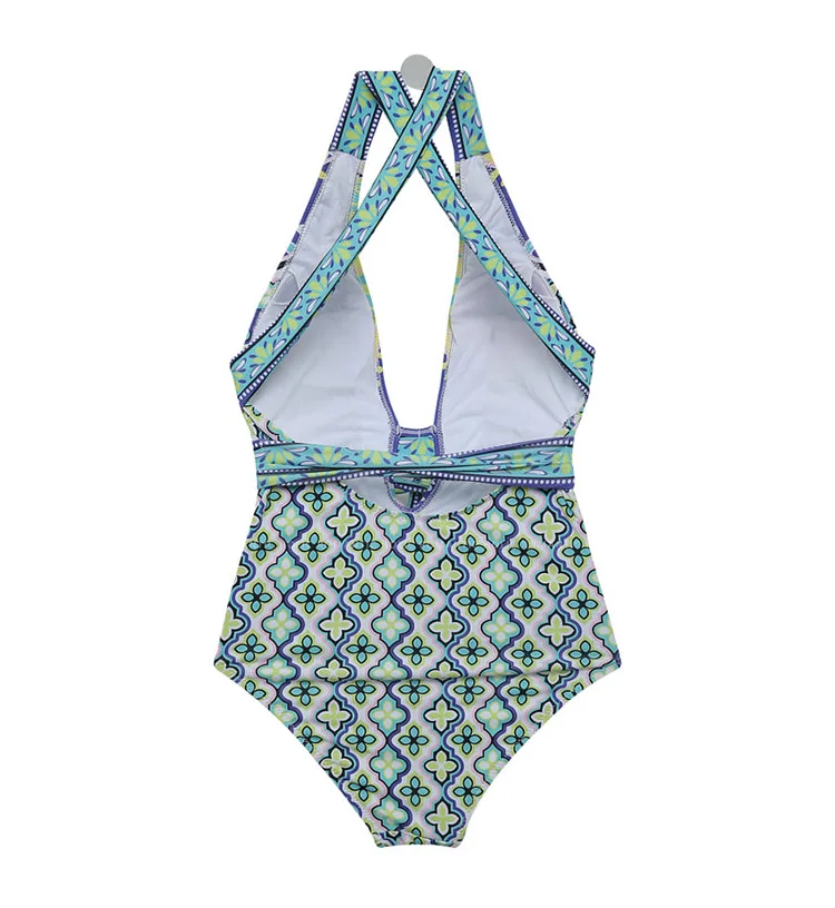 

Korean New Swimsuit Women One-Piece Printing High Waist Deep V Sexy Swimwear Women 2021 Sports Casual Surfing Swimsuit Bikini