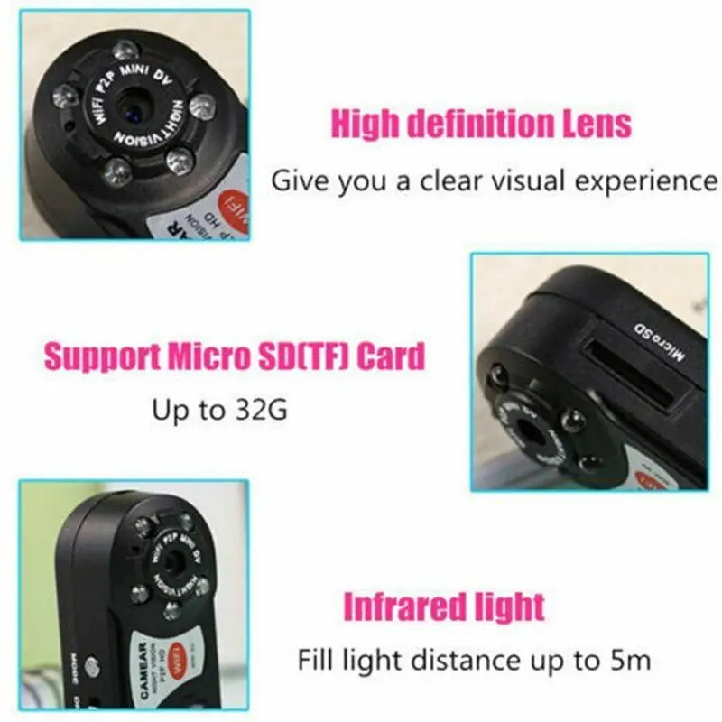 1080P HD mini dv dvr инфракрасная камера ночного видения DVR cam Q7 | Безопасность и защита